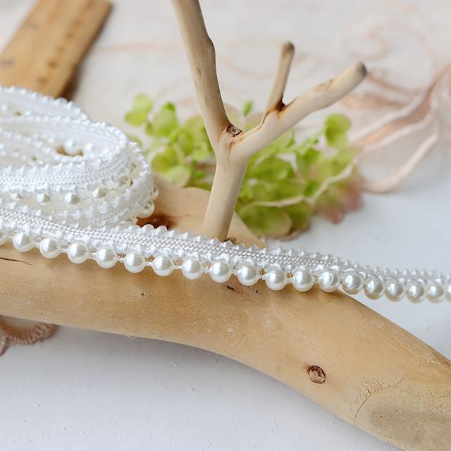 TEMU 2-yard Diy Doll Clothes Accessories, Hand-sewn Pearl Woven Ribbon, Apparel Trim, Lace For Collars, Skirt Hem Decorative Accessories