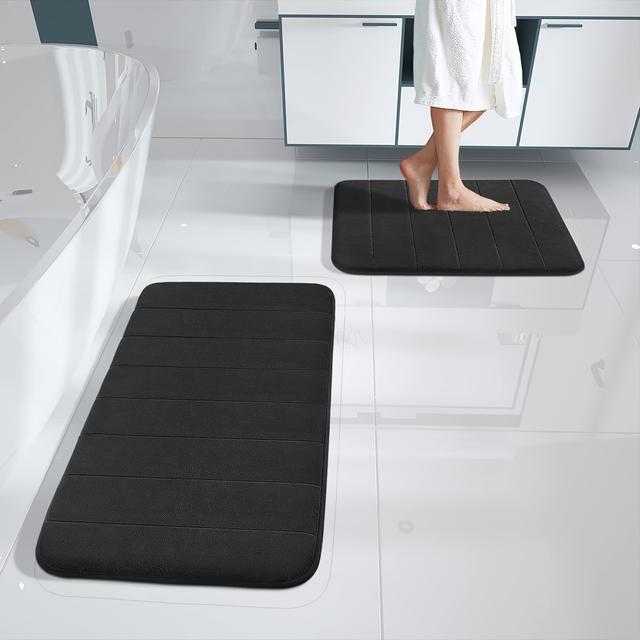 TEMU 2pcs Striped Non-slip Bathroom Mats - Machine Washable, Perfect For Living Room, Bedroom, And Hallway