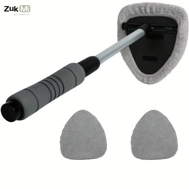TEMU Nettoyeur de Pare-Brise - Outil de Nettoyage de Fenêtre de en Microfibre avec Manche Extensible et Tête en Tissu pour et l'Extérieur de la Kit de Nettoyage de Vitres de