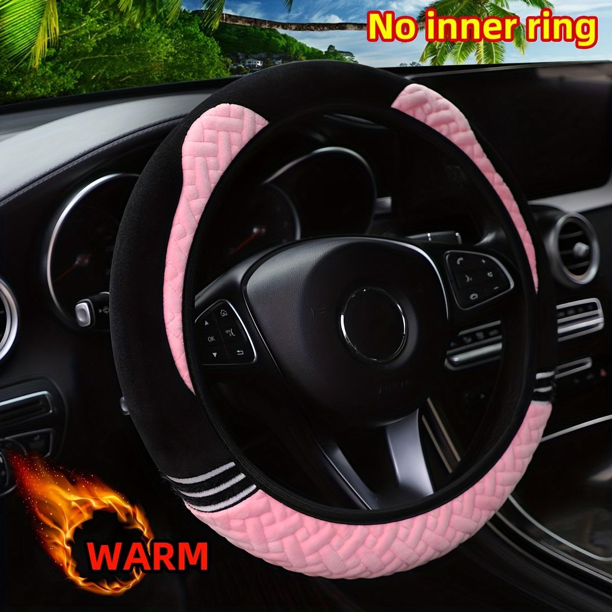 TEMU 1pc Women' Cute Plush Steering Wheel Cover - Non-slip Suitable For Cars, Fit For Female