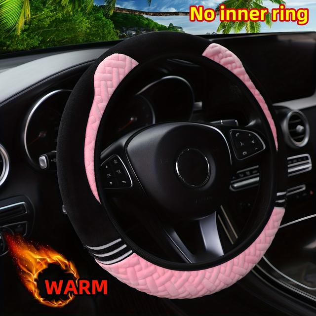 TEMU 1pc Women' Cute Plush Steering Wheel Cover - Non-slip Suitable For Cars, Fit For Female