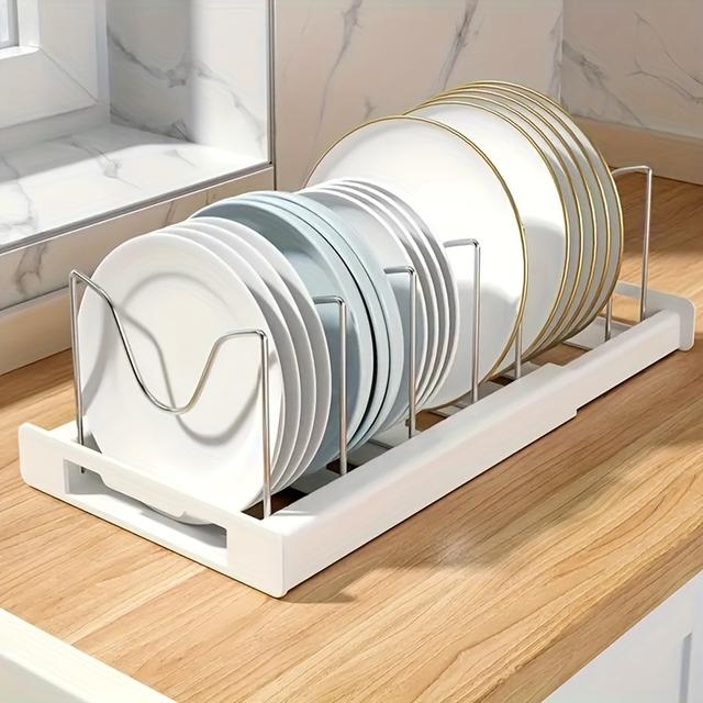 TEMU 1pc Kitchen Organizer With Pot Lid Holder, Utensil Rack, Dish Drainer & Pull-out Drawer - Space-saving Storage Solution