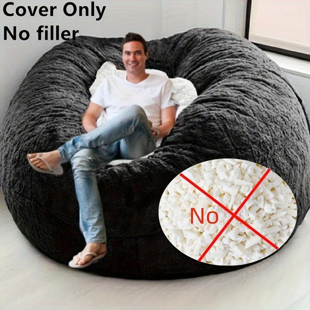 TEMU 1pc Cream Style Modern Lazy Person Folding Bean Bag Sofa(no Filler Cover Only)single And Double Person Soft Bone Curved Contemporary Minimalist Living Room Soft Plush Fabric Sofa