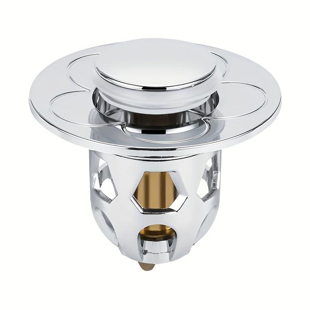 TEMU 2 قطعة سدادة حوض الحمام مانعة للانسداد، مصفاة تصريف الحوض لفتحات التصريف 1.33-1.57 بوصة، مصفاة حوض قابلة للدفع مع سلالة لاصطياد الشعر للمطبخ والحمام