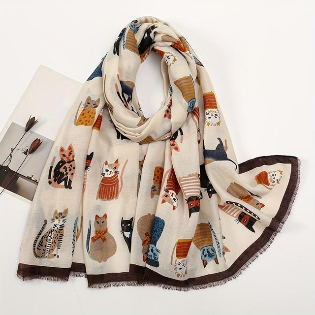 TEMU 1pc Women's Long Scarf Featuring A Cute , .