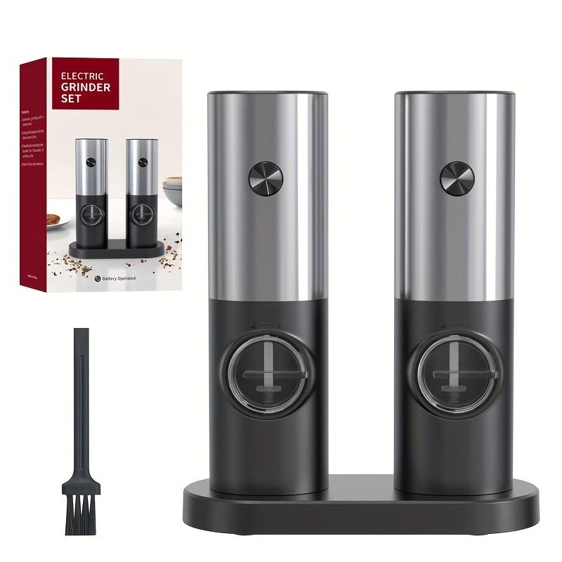 TEMU 1/2pcs/set, Electric Pepper Grinder Base Storage Black Grinder Automatic Pepper Sea Salt Grinder Stainless Steel Pepper Salt Grinder Single 2.36"x2"x7.4"