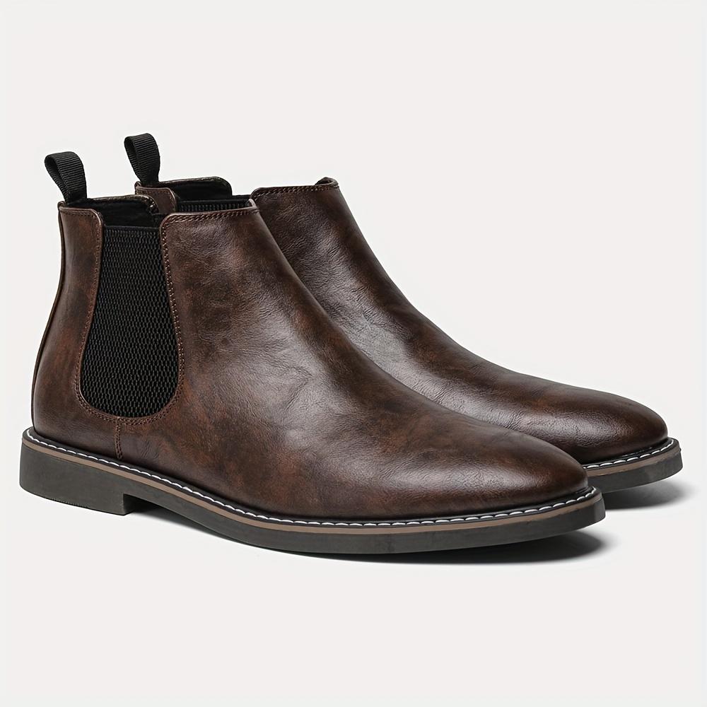 TEMU Men's Red-brown Pu Upper Tpr Sole Shoes