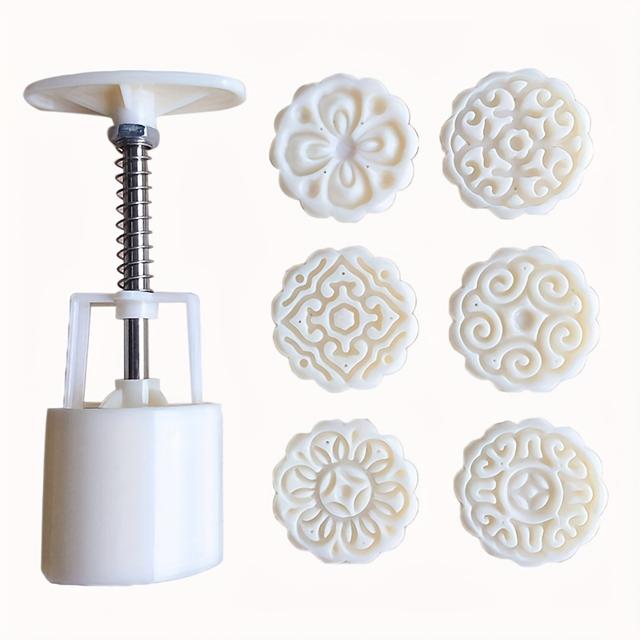 TEMU Set Of 6 Flower-shaped Molds For 50g Moon Cakes, Perfect For Hand-pressed Fondant Decorations Baking Tools