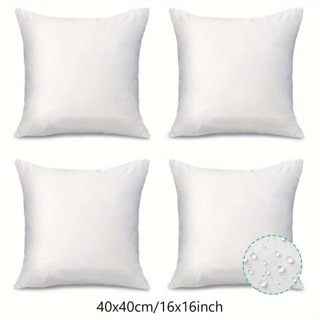 TEMU 4pcs Set Soft & Fluffy White Throw Pillow Inserts - Waterproof, Oil & Stain Resistant With Zipper Closure For Indoor/outdoor Use - Patio, Sofa, Bedroom, And Dorm Decor