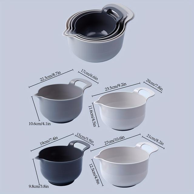 TEMU 4pcs Thickened And Deepened Baking Mixing Bowl, Egg Beater, Mixing Plate, Noodle And Noodle Plate