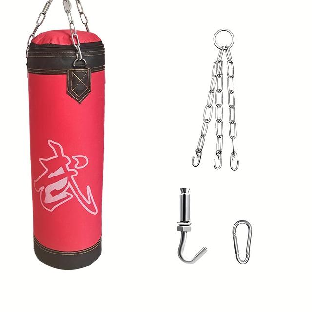 TEMU 1 Set Of 60cm High Male And Female Hanging Boxing Sandbag, Martial Arts Combat Training Sandbag, Equipped With Hooks And Stainless Steel Chains.