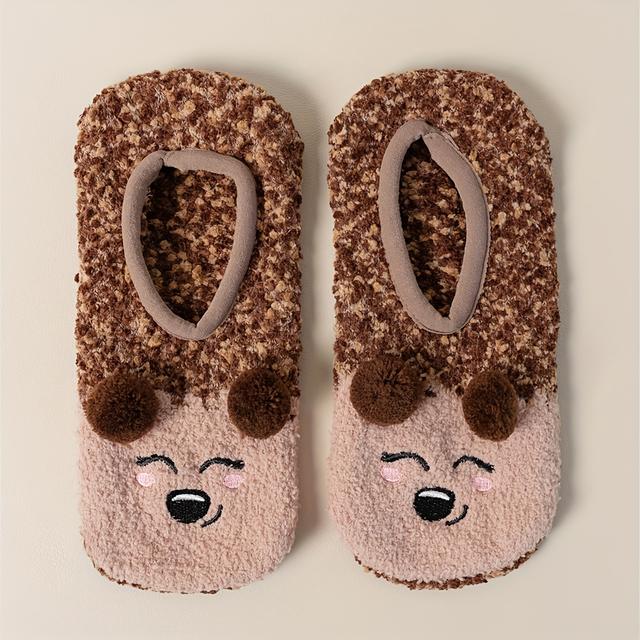 TEMU A Pair Of Thick, Warm, Non-slip Indoor Floor Socks For Women, Featuring Plush Material