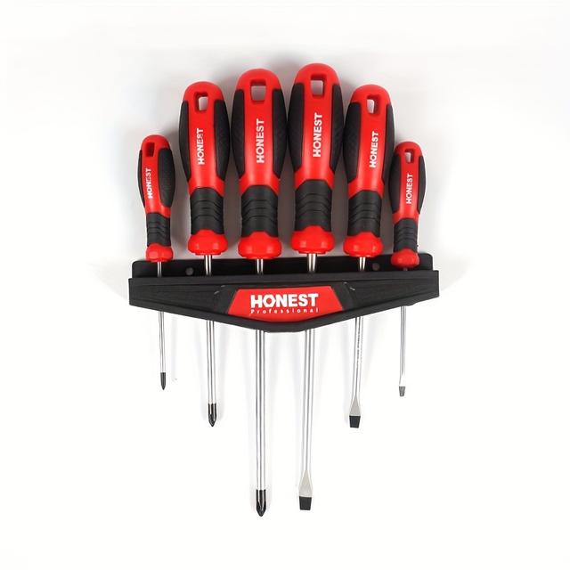 TEMU 6pcs Professional Screwdriver Set With 3 And 3 Straight Combinations And Two-color Comfortable Handles