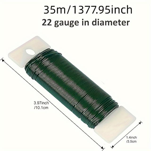 TEMU 1pc Of Green Floral Wire, Christmas Wire Wreath Wire 35m, Flexible Paddle Wire Flower Shop Wire Suitable For Crafts, Christmas Wreaths, Flower Wreaths, And Flower Arrangements