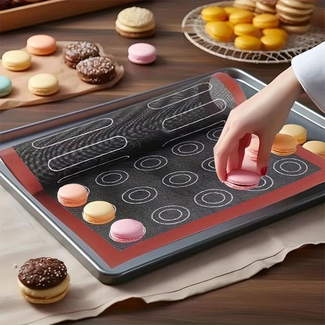 TEMU 1pc Reusable Silicone Baking Mat - Dual-sided, & Heat Resistant For , , And Breads - Ideal For Holiday Baking