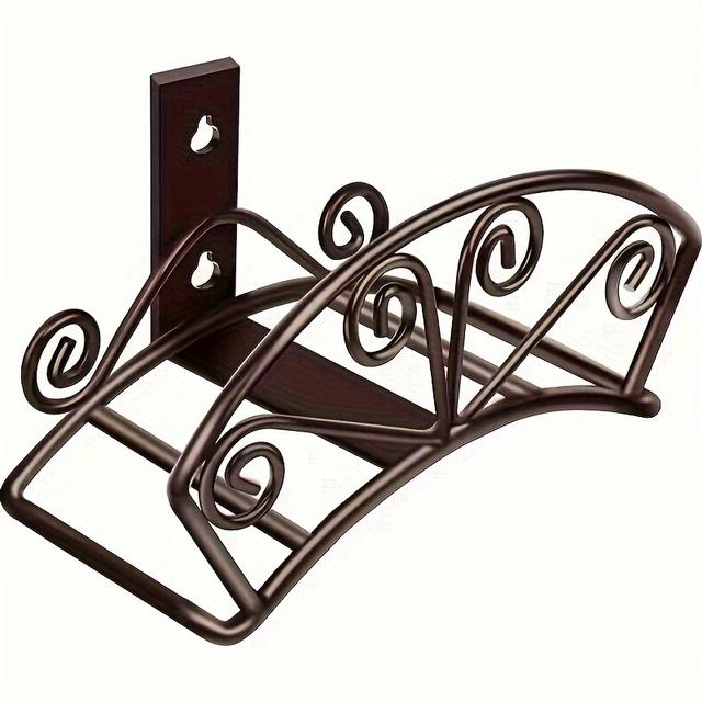 TEMU 고강도 솔리드 메탈 정원 호스 홀더 - 장식 스롤 디자인 벽걸이형 방청 철제 호스 릴, 공간 절약형 야외 보관용품 (13.2"x7"x5.7"), 후크 포함, 설치 간편, 마당·파티오·차고용