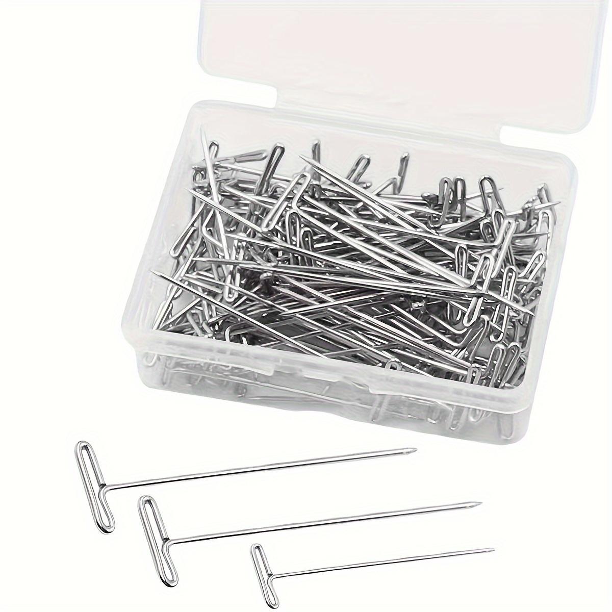 TEMU 100pcs/ Box Stainless Steel Wig Foam Head Wig Pin, Sewing T Pin, Wig T Pin, Block Pin, Pin, With Box