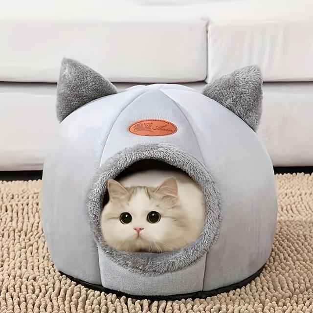 TEMU Cat Beds For Indoor Cats, Non-slip Puppy Bed Gray Cat Nest Comfortable Pet House Cat Tent