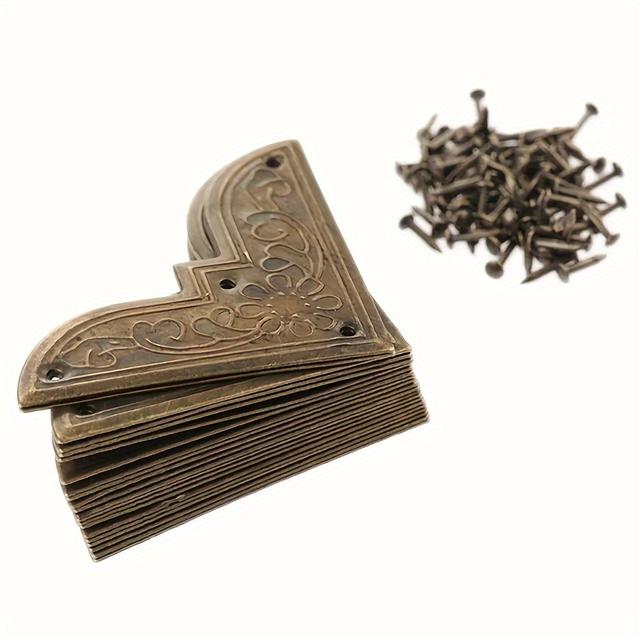 TEMU 10pcs 44*62mm Corner Protector, Book Metal Album Corner, Decorative Protector Cover For Wooden Jewelry Gift Box
