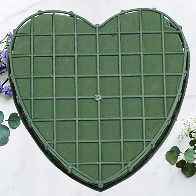 TEMU 1pc Heart-shaped Floral Foam Bricks, Flower Clay Wedding Car Decor Heart Shape Flower Foam Cage With Suction Cup, Block Mud For Wedding Party Decor Supplies