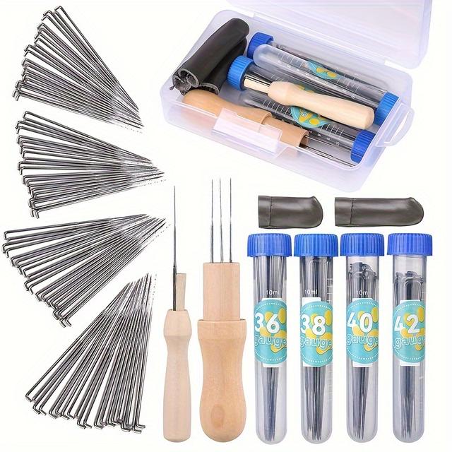 TEMU 82-teiliges Nadelfilz-Set, Wollfilznadel, 4 Größen Filznadeln, Filzwerkzeug-Halter mit Nadelbehälter, Komplettes Nadelfilz-Werkzeugset, Geeignet für Anfänger , Zubehör in zufälligen Farben