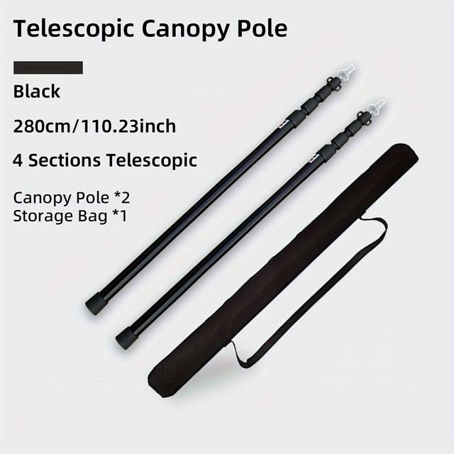 TEMU 2 Adjustable Telescopic Support Poles, Aluminum Alloy Tent Poles, Canopy Poles, Fabric Sunshade Support Poles For Beach Shelters, Perfect For Camping