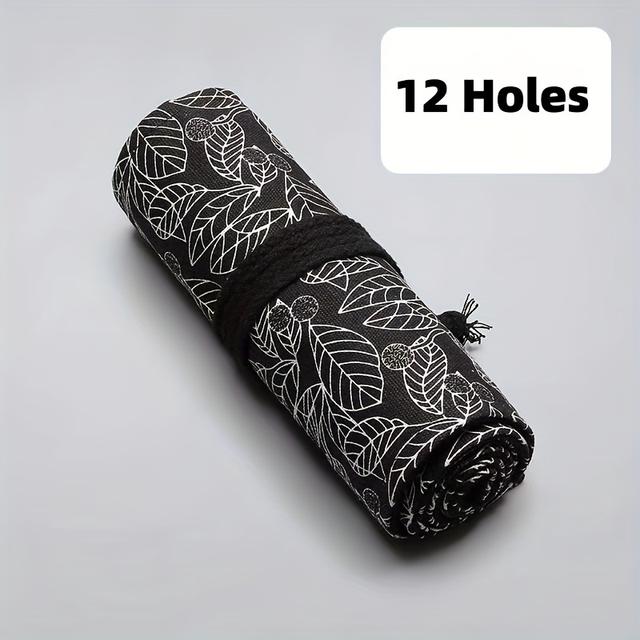 TEMU Patterned Canvas Pencil Case With Large Capacity For 12, 24, 36, 48, Or 72 Slots, Suitable For Colored Pencils And Sketching Supplies, Usable As A Portable Makeup Brush Organizer And Washable.