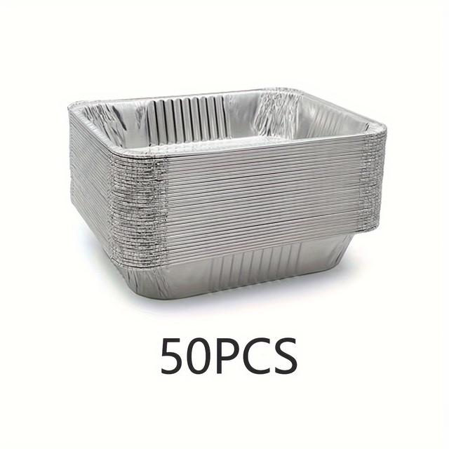 TEMU 50 pzas, Sartenes desechables de papel de aluminio, Contenedores de alimentos resistentes, aptas para congelador y horno, reciclables, para restaurantes, camiones de comida