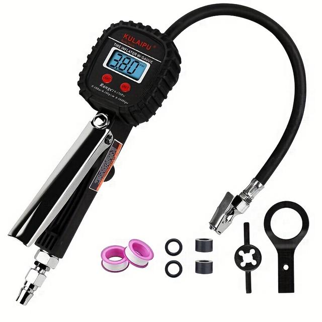 TEMU Digital Tire Pressure Gauge With Inflator | Lcd Display Dial Meter Vehicle Tester Tyre Inflation Gun Monitoring Tool