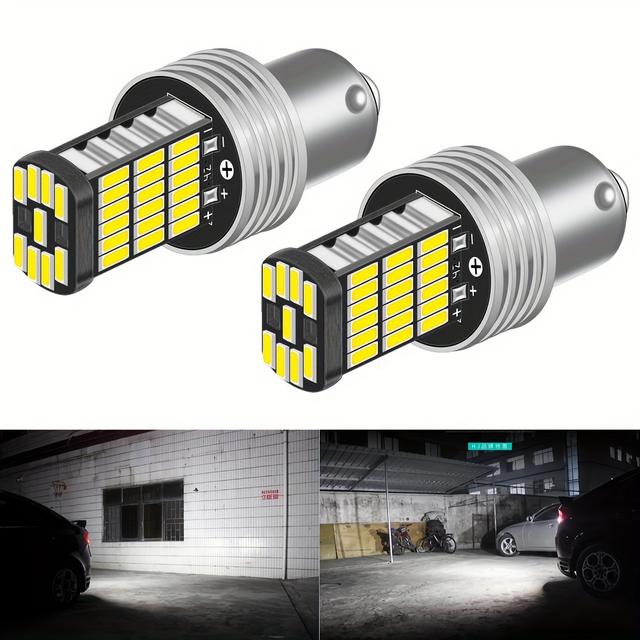 TEMU 2pcs 1156 Ba15s P21w Led Car Lights Reversing Back Up Lamps Daytime Running Lights 6000k White 1200lm Led, Without Battery