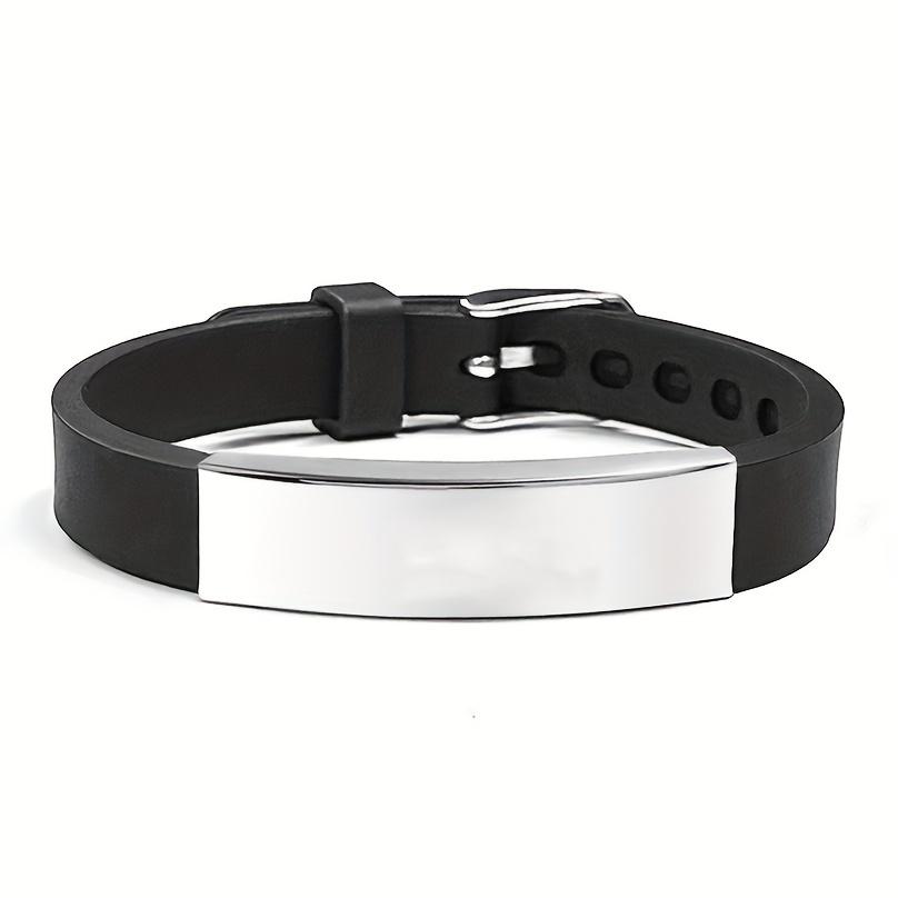 TEMU Custom Engraved Silicone Bracelet - Adjustable, Personalized Name & Message Wristband For Men, Women, And Teens - Includes Gift Bag