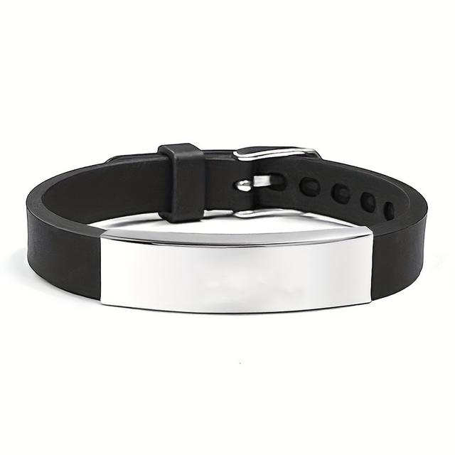 TEMU Custom Engraved Silicone Bracelet - Adjustable, Personalized Name & Message Wristband For Men, Women, And Teens - Includes Gift Bag
