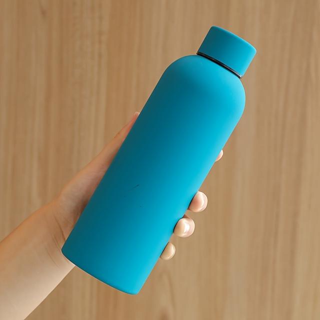 TEMU 1pc 500ml Shatterproof Stainless Steel Insulated Water Bottle With Rubber Grip - Design For Outdoor Sports, Travel, And Home Use - In Orange, Pink, White, Blue