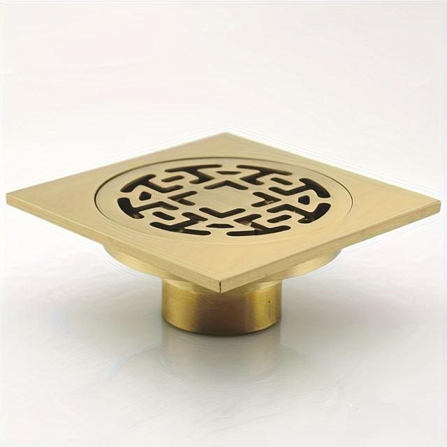 TEMU Siphon de sol tout en cuivre pour de bains et machines à laver, et , noyau en cuivre , filtre en acier inoxydable pour le drainage des de bains.