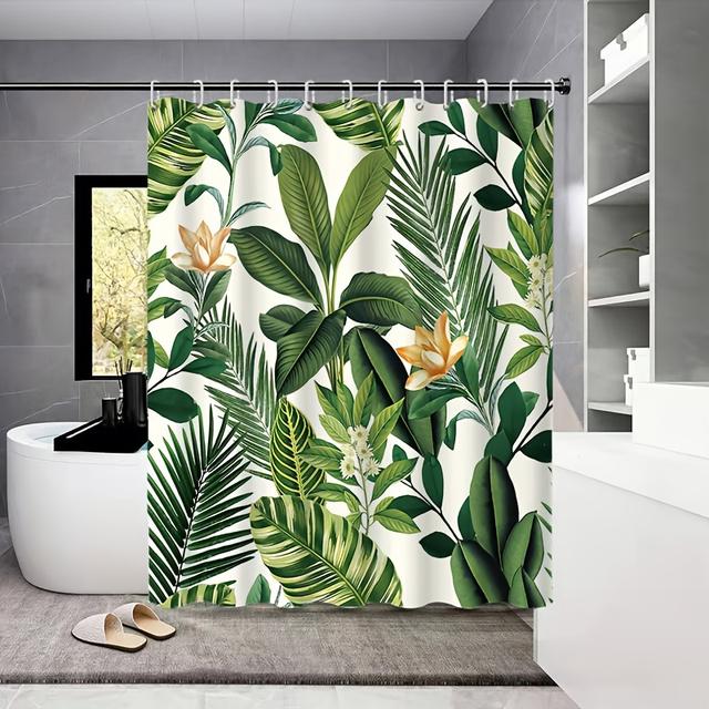 TEMU Plant Flower Digital Printed Curtain Polyester High Quality Curtain Shower Curtain Toilet Partition Curtain 1pc