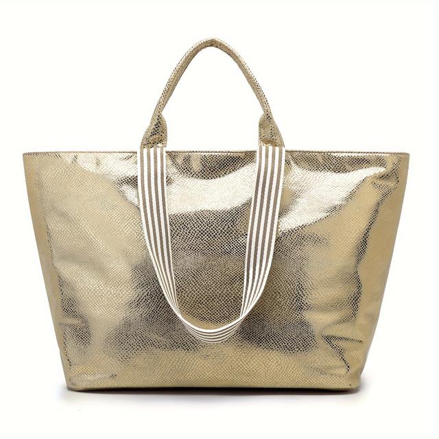 TEMU Large Handbag In Golden (or Silvery) With 2 Handles