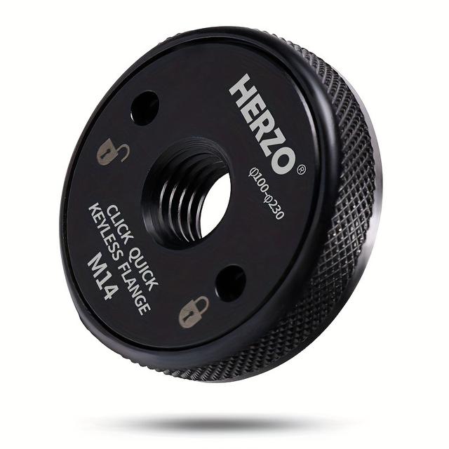 TEMU HERZO M14 Швидкознімна Самоблокуюча Гайка з Фланцем - Ударостійка Залізна Тискова Пластина для Кутових Шліфувальних Машин, HERZO