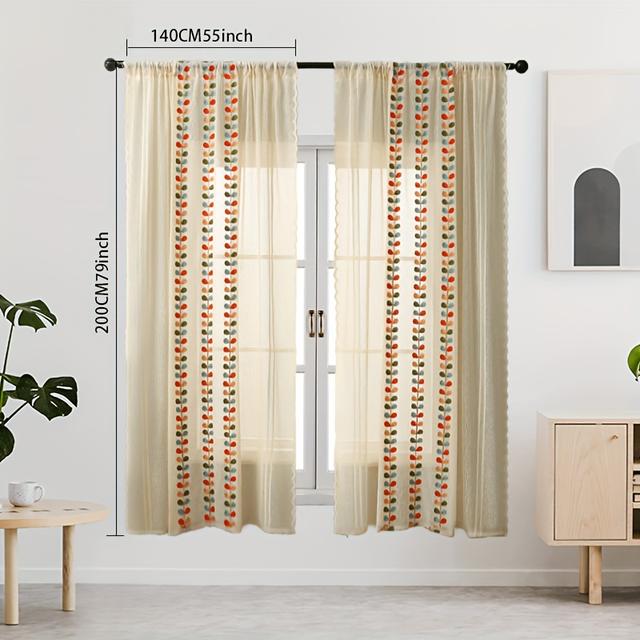 TEMU 2pcs Beige Stylish Curtains For Living Room Door