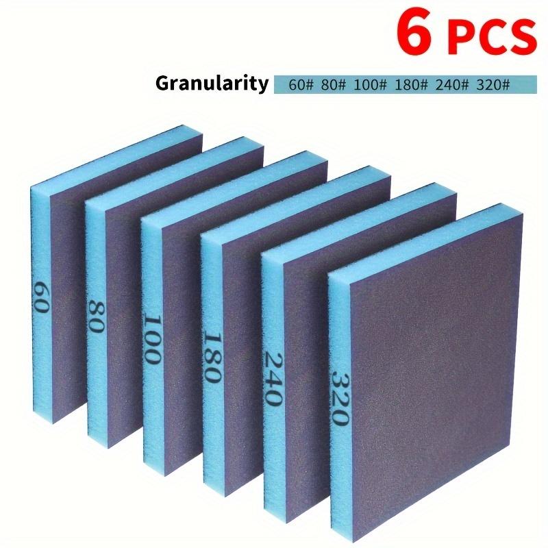 TEMU 6 Washable And Reusable Double-sided Sanding Blocks With Grit Sizes Ranging From 60 To 320, Suitable For Wood, Metal, Furniture, Paint, And Drywall.