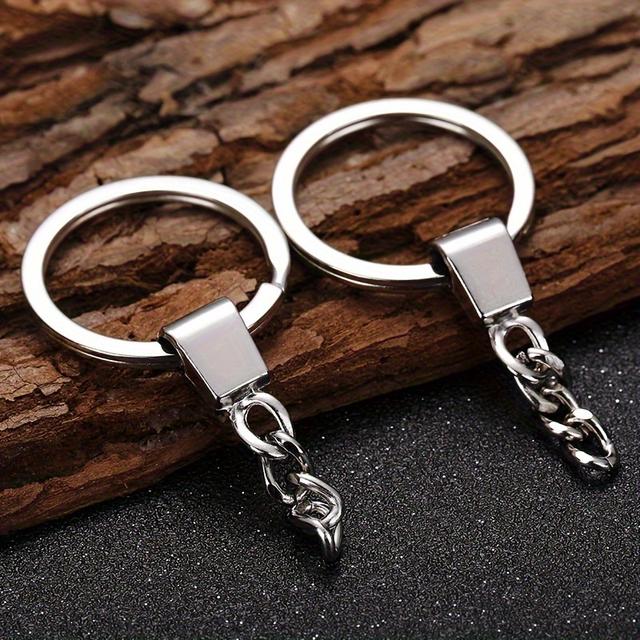 TEMU 10pcs Anillos de Llavero Plateados Premium con Cadenas Cortas, Anillos de Aleación de Pulido de 30mm para Joyería DIY y Artesanías