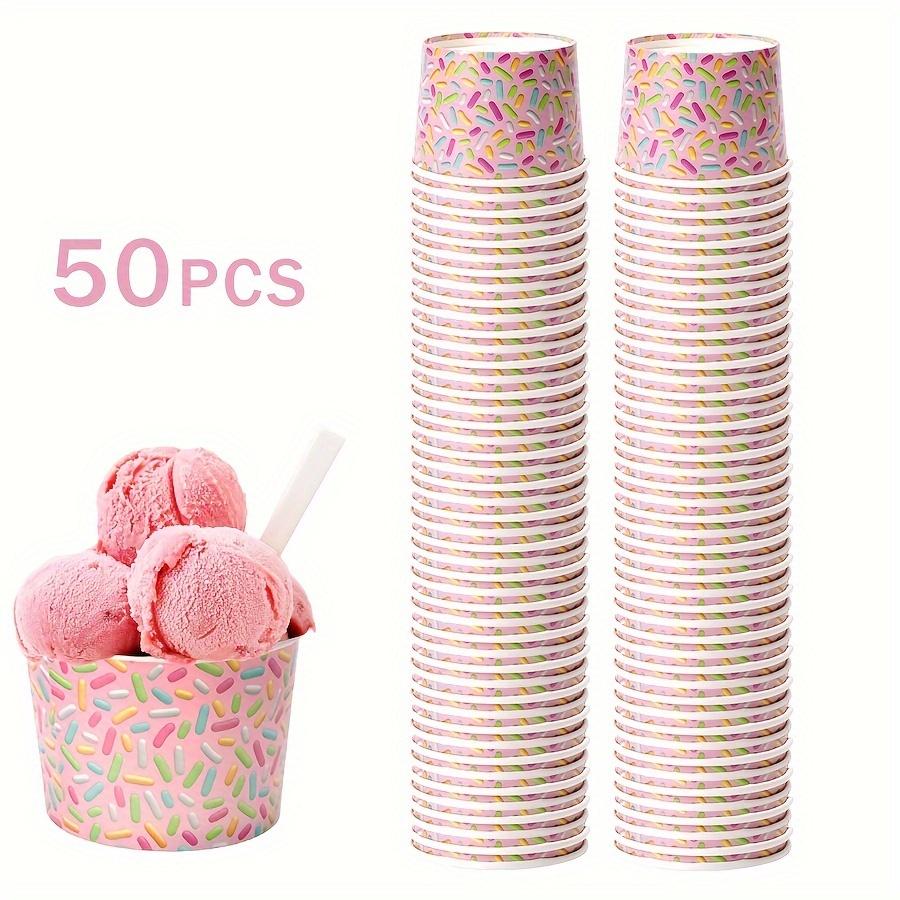 TEMU 25/50pcs 8 Oz Ice Cream Cups Summer Snack Cups Ice Cream Party Paper Cup Disposable Ice Cream Bowls Paper Snack Bowls Paper Ice Cream Cup For Snack Party Supplies Disposable Soup Cups