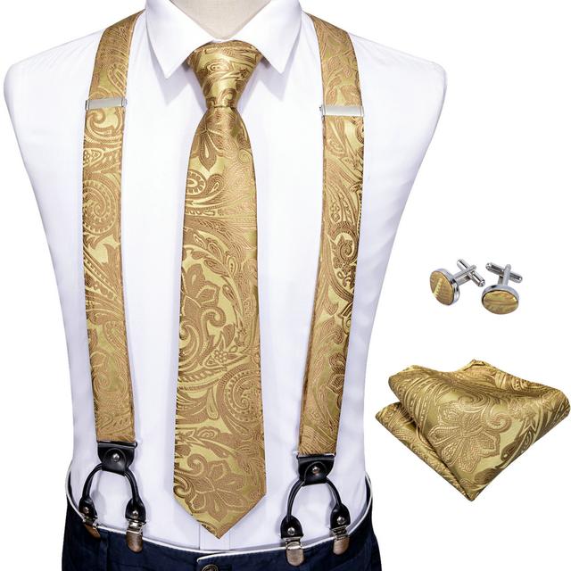 TEMU Krawatten für Herren mit verstellbaren Halstüchern, Jacquard-Design, 6 Clips, sowie einem Taschentuch und ein Set von Knöpfen für formelle Hochzeiten.