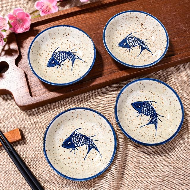 TEMU Of 4 Ceramic Dishes For Seasoning, Sushi, Dipping Sauces, Soy Sauce, Vinegar, And Spices, Suitable For Home Kitchens, Restaurants, And Sushi Shops, As Tableware Accessories.