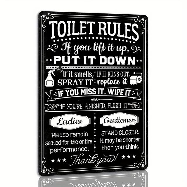 TEMU 1pc229 Funny Toilet Metal Tin Logo Toilet Logo Retro Wall Art Poster Bar Cafe Toilet Family Bathroom Wall Decoration Humorous Bathroom Poster 20 X 30cm