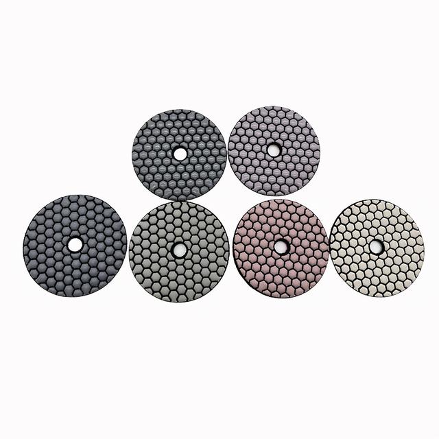 TEMU 6pcs 4-inch Diamond Dry Polishing Pads, Super Wear-resistant With Nylon Backing - Granite & Marble Sanding Discs, Compatible With Angle Grinders