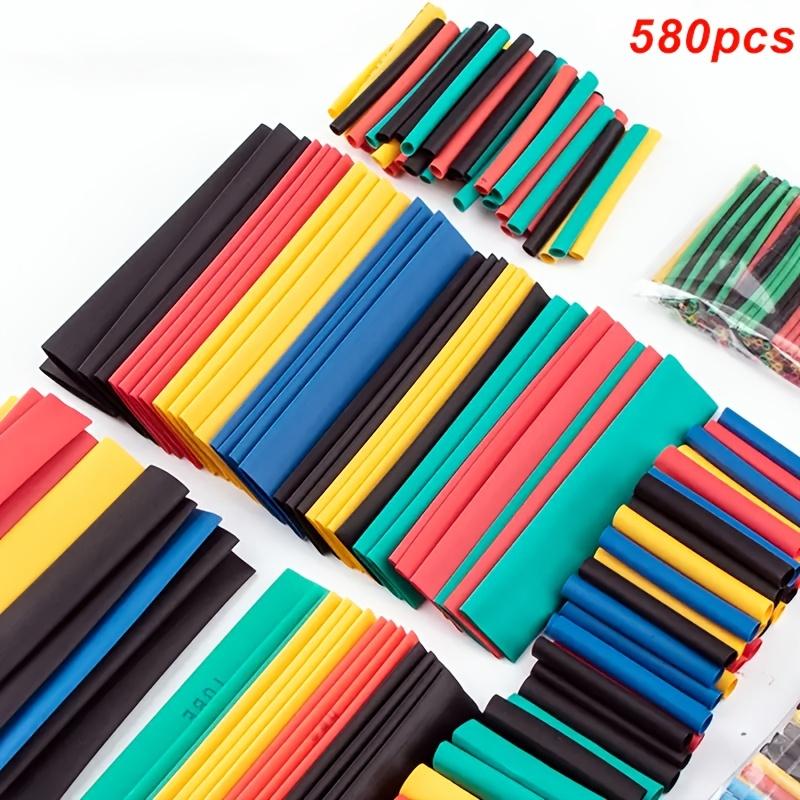 TEMU Un kit de 580 piezas de tubo termorretráctil con un ratio de retracción de 2:1, disponible en 6 colores para