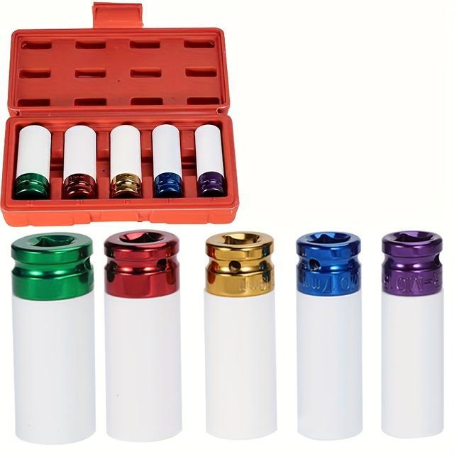 TEMU Drado 5pcs/set Impact Wrenches, Socket Spanner Set, Inner Square Drive For Changing Tyres