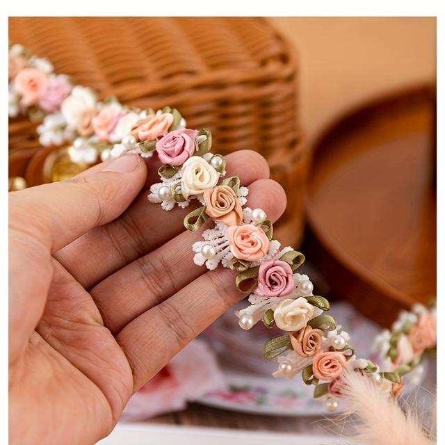 TEMU Барвиста об'ємна мереживна стрічка, вишита мереживна обробка, декоративний матеріал ручної роботи, довжина: 1 ярд, ширина: 2,5 см