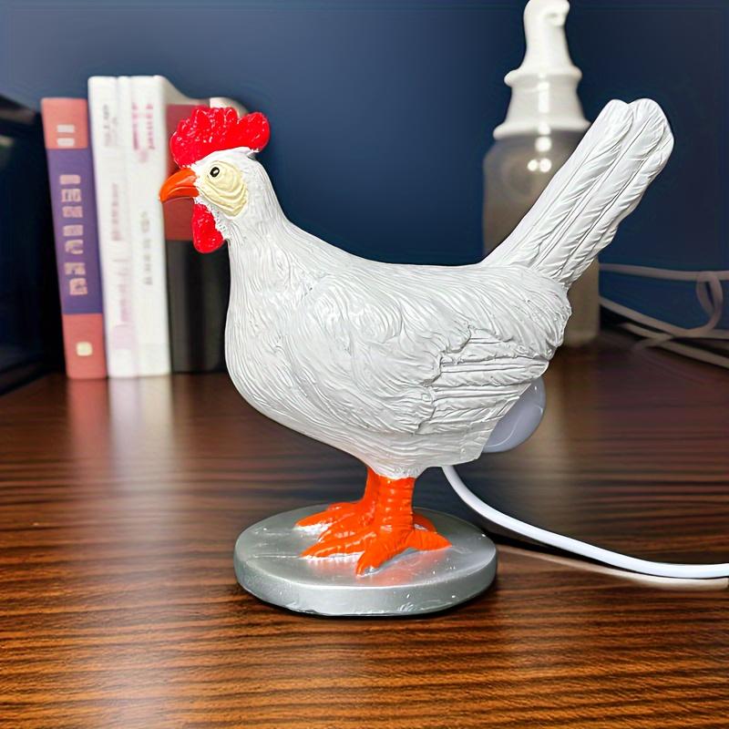 TEMU 1pc Chicken Lamp Creative Prank Mini Table Light Cute Rooster Resin Desktop Ornament Led Home Decor Party Holiday Gift