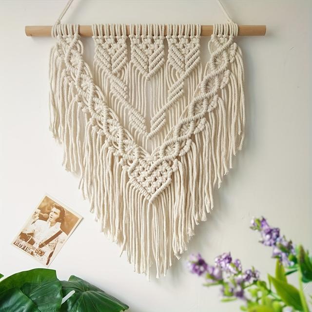 TEMU Macrame Wall Hanging, Macrame Tapestry, Indoor Hanging, Wall Decor, Wall Pediment, Living Room, Kitchen, Bedroom Or Apartment